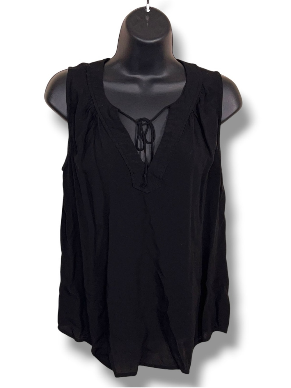 Small Old Navy Black Sleeveless Top Vneck Boho Rayon Lightweight Goth Bohemian